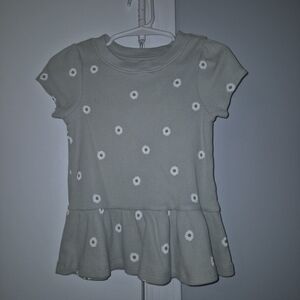 Cat & Jack Girls' 3T Daisy Print Peplum Top - Sage Green